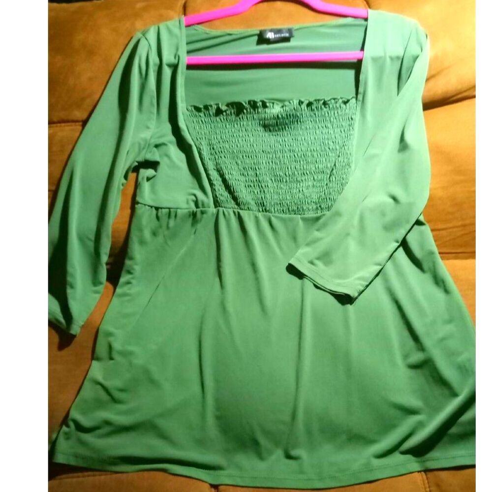 AB Studios Womens Olive Green Long Sleeve Peasant Blouse L.....B6